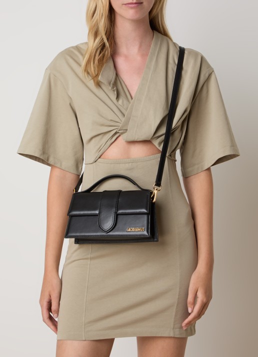 Jacquemus Le Grand Bambino handtas van leer met afneembare schouderriem - voorkant 2 zwart