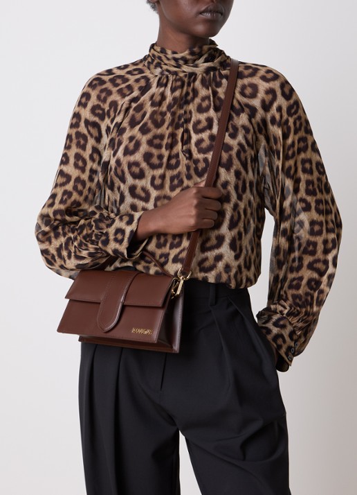 Jacquemus Le Grand Bambino handtas van leer met afneembare schouderriem - voorkant 6 bruin