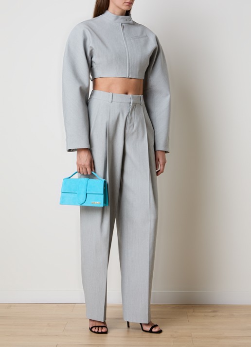 Jacquemus Le Grand Bambino handtas van leer met afneembare schouderriem - voorkant 7 aquablauw