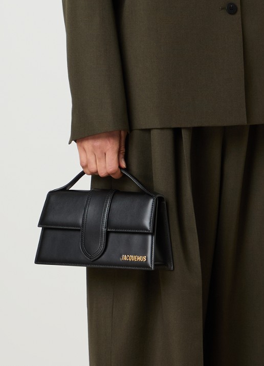 Jacquemus Le Grand Bambino handtas van leer met afneembare schouderriem - voorkant 3 zwart