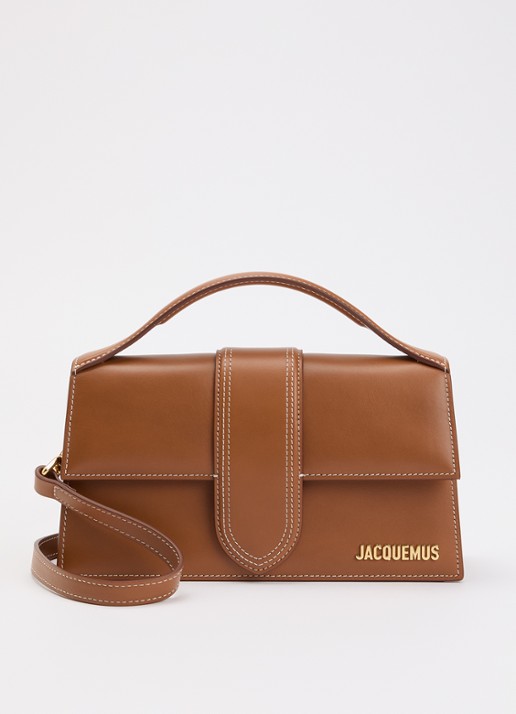 Jacquemus Le Grand Bambino handtas van leer met afneembare schouderriem - voorkant cognac
