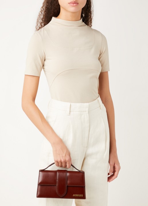 Jacquemus Le Grand Bambino handtas van leer - voorkant 5 kastanjebruin