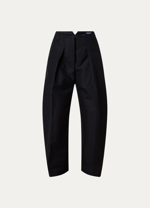 Jacquemus Le Ovalo mid waist balloon fit pantalon met steekzakken - voorkant 3 zwart
