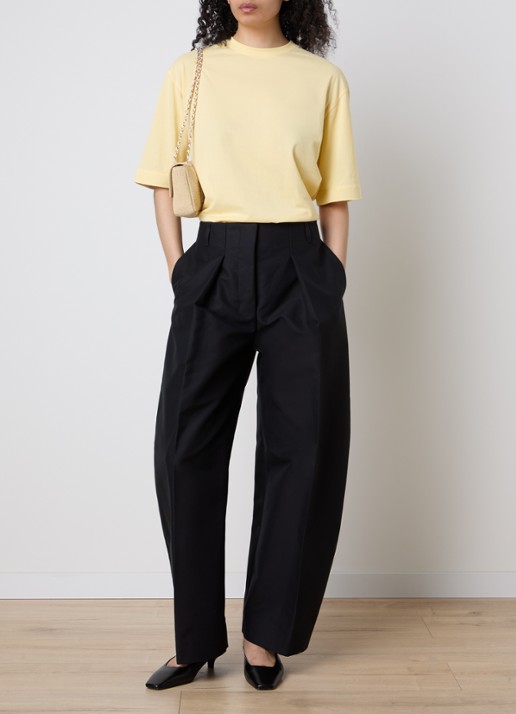 Jacquemus Le Ovalo mid waist balloon fit pantalon met steekzakken - voorkant 4 zwart