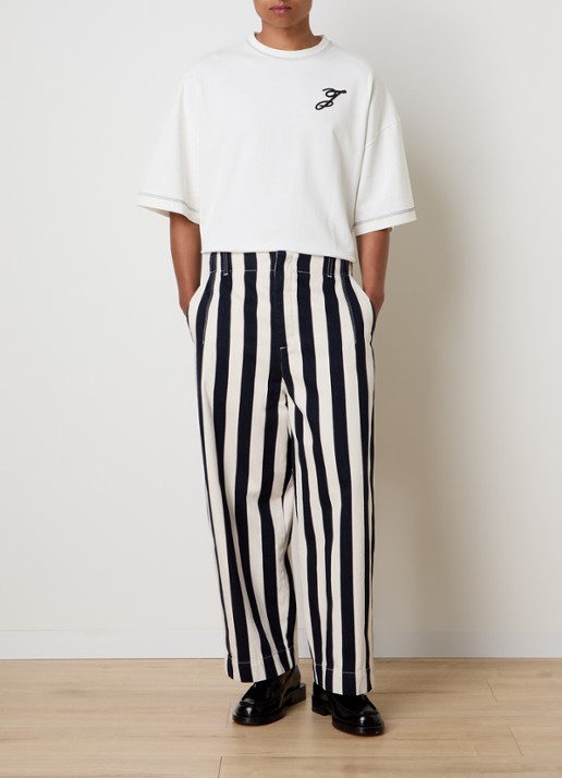 Jacquemus Le Parasol loose fit jeans met streepprint - voorkant 2 donkerblauw