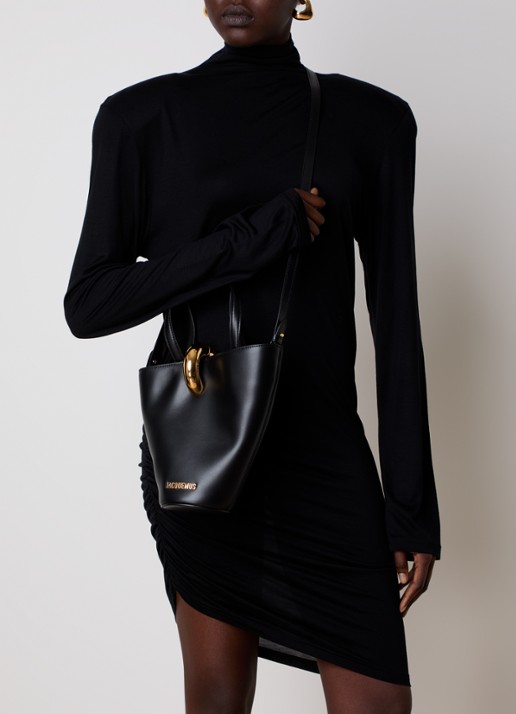Jacquemus Le Petit Bambola handtas van leer met afneembare schouderriem - voorkant 3 zwart