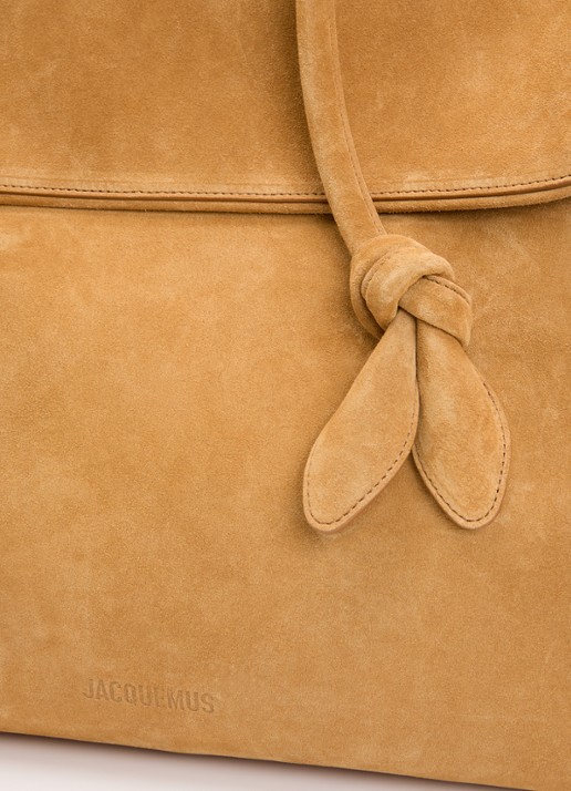 Jacquemus Le turismo shopper van kalfssuède met afneembare schouderriem - detail 4 camel