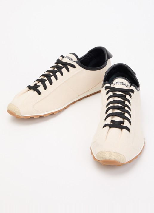 Jacquemus Les Tennis sneaker van canvas met leren details - detail 2 beige