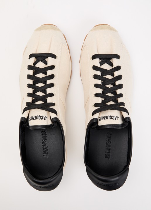 Jacquemus Les Tennis sneaker van canvas met leren details - detail 3 beige