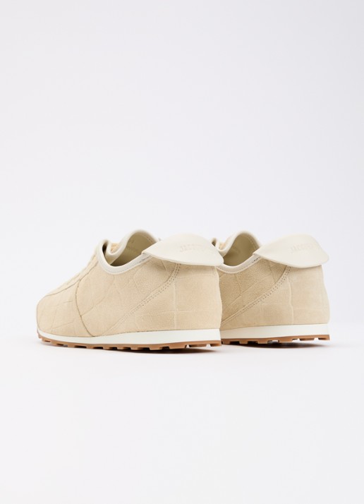 Jacquemus Les Tennis sneaker van kalfssuède met crocostructuur - achterkant 7 ivoor