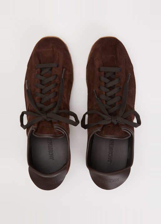 Jacquemus Les Tennis sneaker van suède met crocostructuur  - detail 2 hazelnootbruin