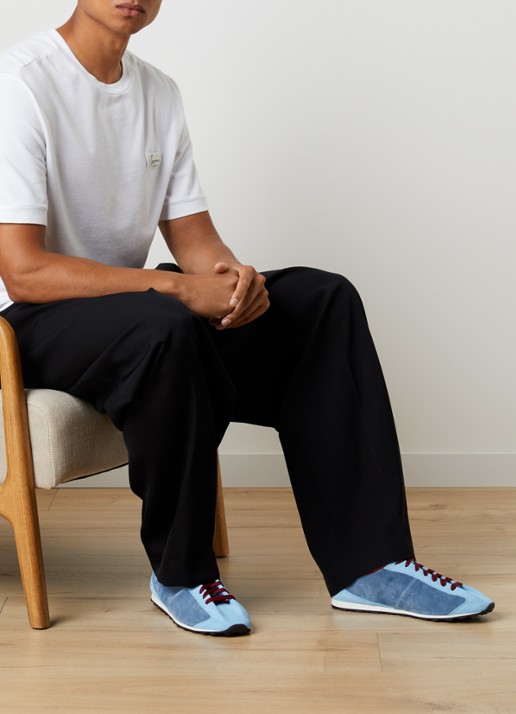 Jacquemus Les Tennis sneaker van suède met details van leer  - voorkant 2 blauw
