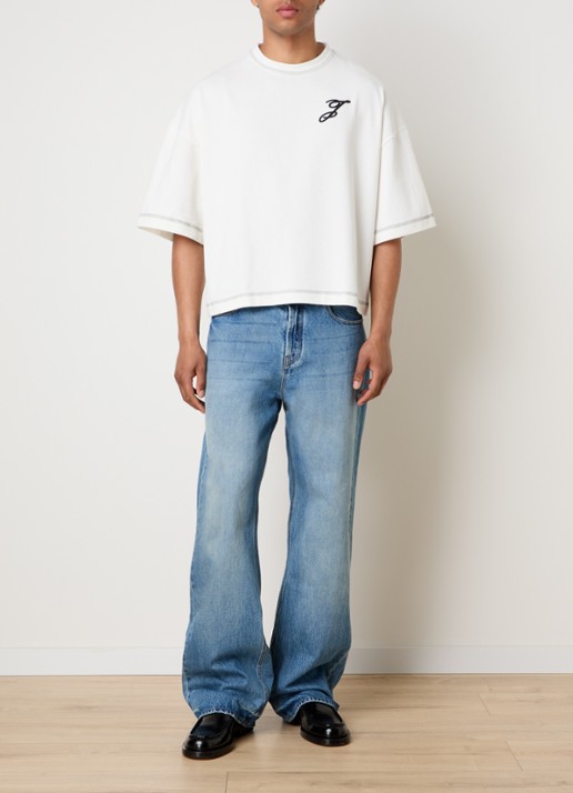 Jacquemus Letro T-shirt met logoborduring - voorkant 5 gebroken wit
