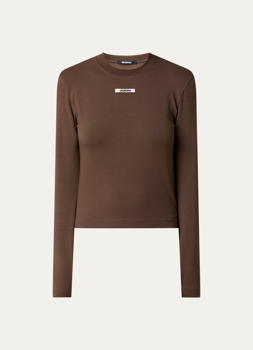 Jacquemus Longsleeve met logo - voorkant 4 donkerbruin