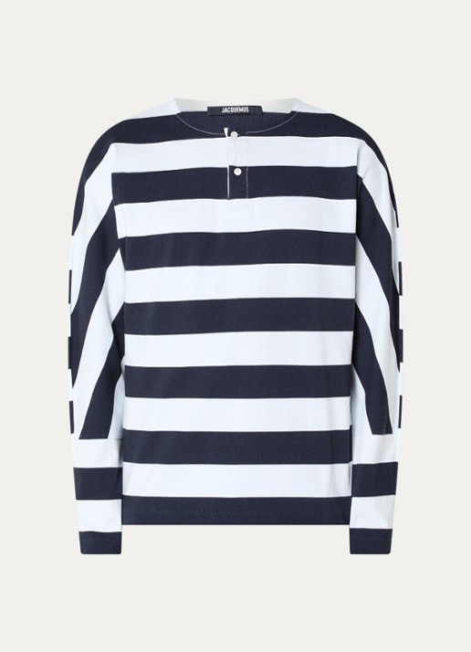 Jacquemus Longsleeve met streepprint - voorkant 4 donkerblauw