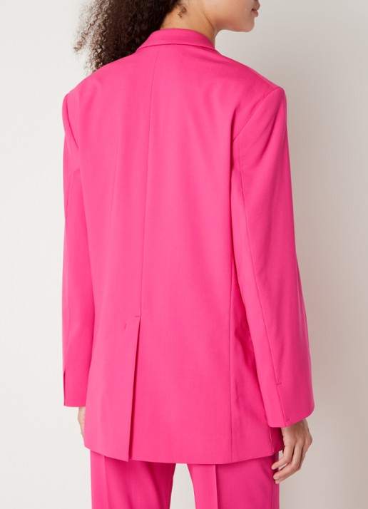 Jacquemus Oversized blazer met schoudervulling en opgestikte zakken  - achterkant fuchsia