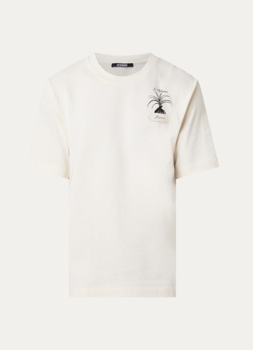 Jacquemus Palmier T-shirt met logoprint - voorkant gebroken wit