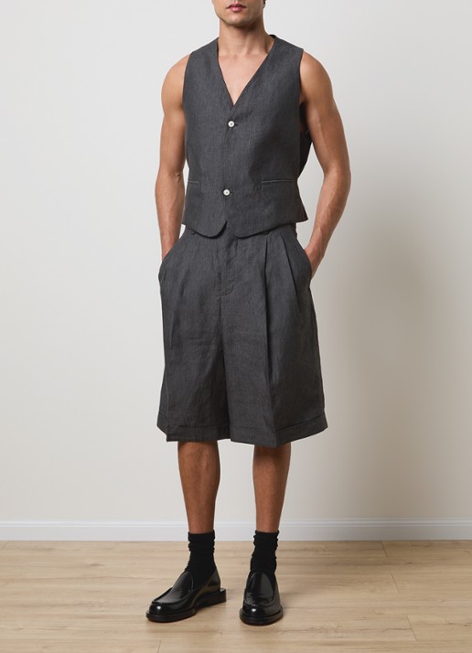 Jacquemus Pastro wide fit korte broek met steekzakken - voorkant 3 donkergrijs