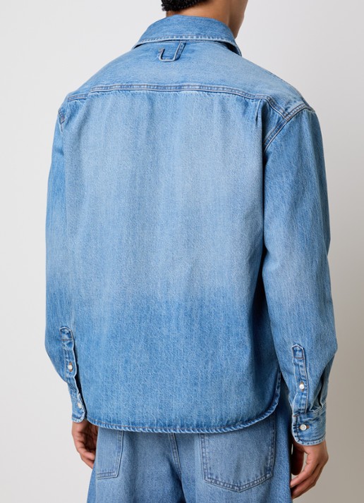 Jacquemus Regular fit overhemd van denim met logo - achterkant lichtblauw