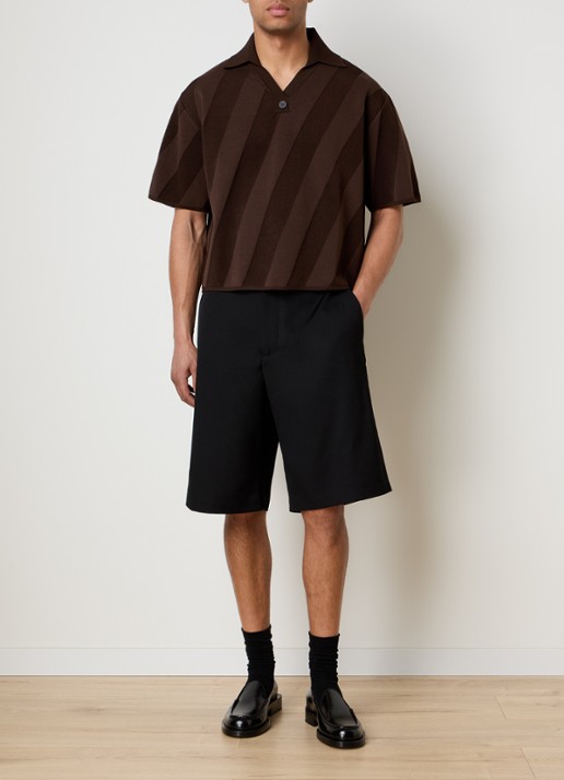 Jacquemus Regular fit polo met streepprint - voorkant 4 donkerbruin