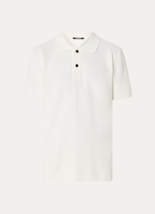 Jacquemus Regular fit polo met structuur - voorkant 3 gebroken wit