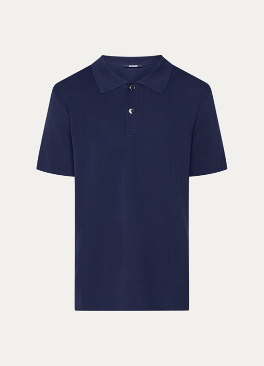 Jacquemus Regular fit polo met structuur - voorkant 4 donkerblauw