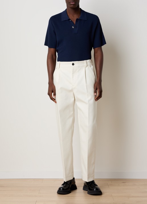 Jacquemus Regular fit polo met structuur - voorkant 5 donkerblauw