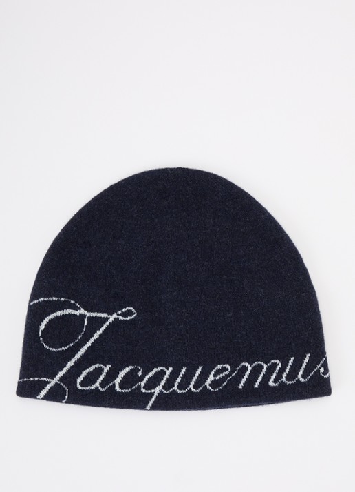 Jacquemus Ribgebreide muts in kasjmierblend met logo