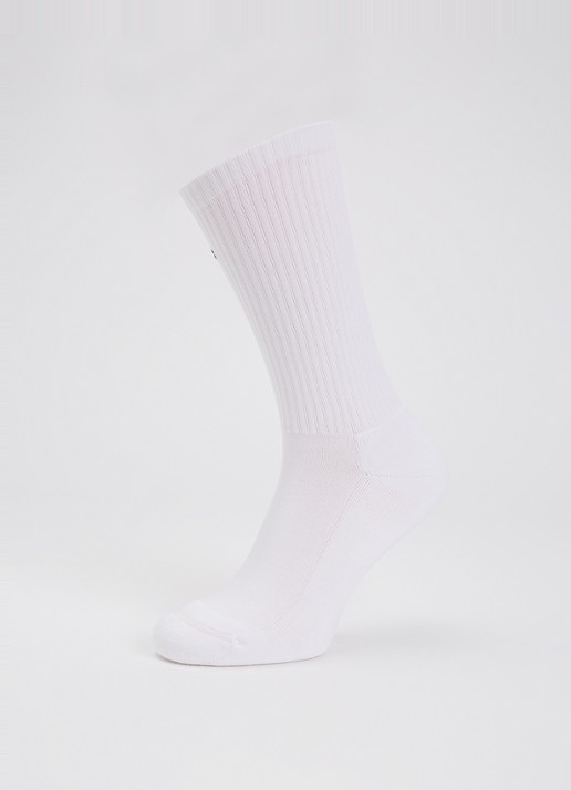 Jacquemus Ribgebreide sokken in katoenblend met logo - detail 3 wit