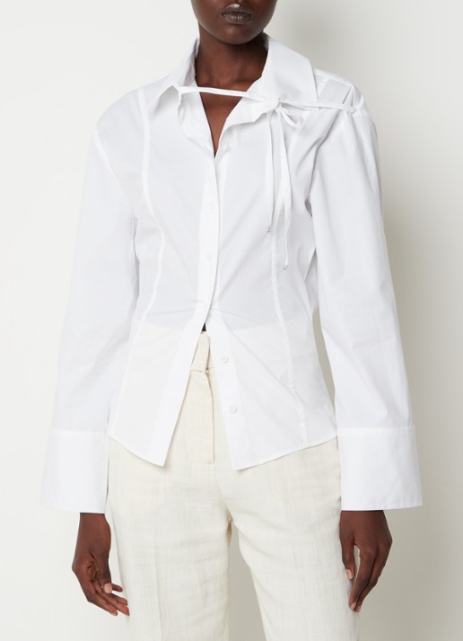 Jacquemus Ruban blouse met asymmetrische kraag - detail 4 wit