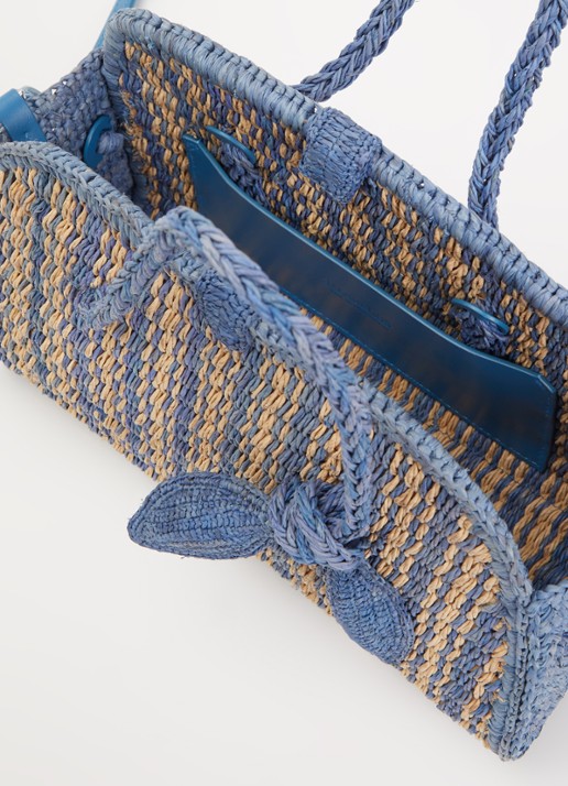 Jacquemus Schoudertas van raffia - detail 2 blauw