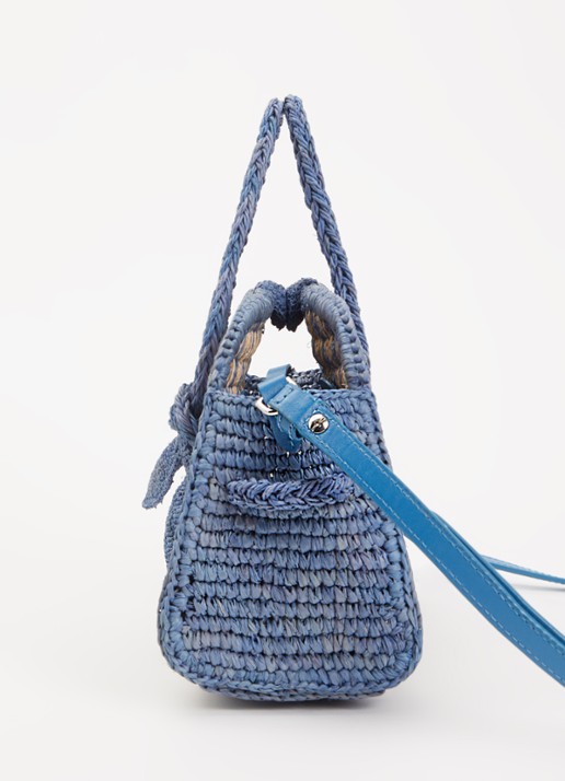 Jacquemus Schoudertas van raffia - detail 3 blauw