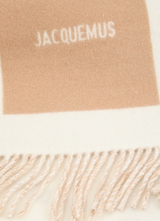 Jacquemus Sjaal van wol met logoprint 190 x 30 cm - detail 3 beige