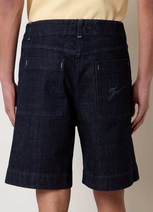 Jacquemus Straight fit korte broek van denim met donkere wassing - achterkant 5 indigo