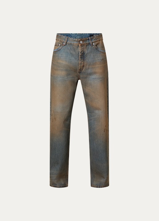 Jacquemus Straight leg jeans met verwassen afwerking - voorkant beige