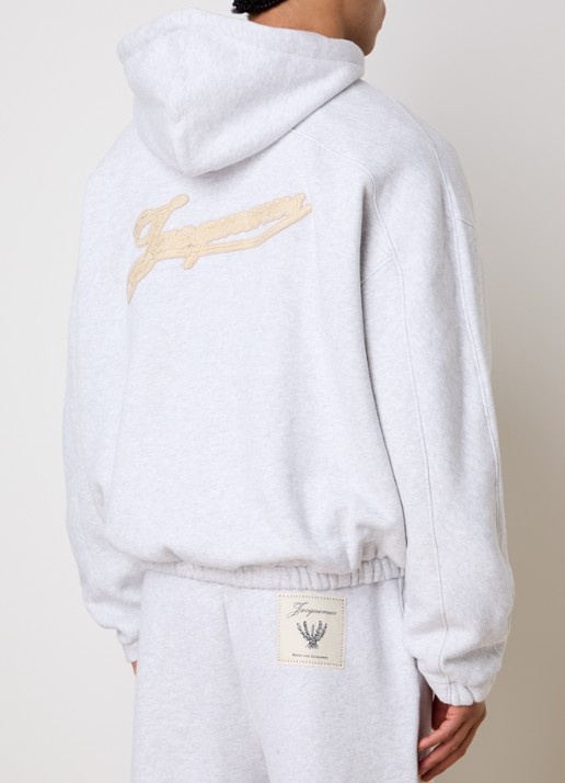 Jacquemus Sweatvest met capuchon en logoborduring - achterkant grijsmele