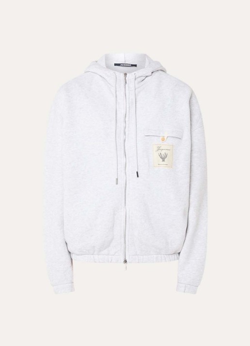 Jacquemus Sweatvest met capuchon en logoborduring - voorkant 5 grijsmele