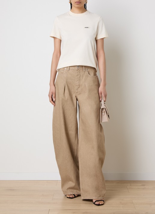 Jacquemus T-shirt met logo - voorkant 3 creme