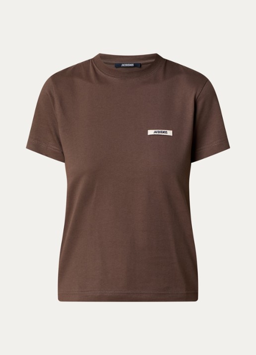 Jacquemus T-shirt met logo - voorkant 2 donkerbruin