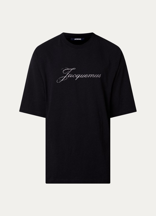 Jacquemus T-shirt met logoprint - voorkant 3 zwart