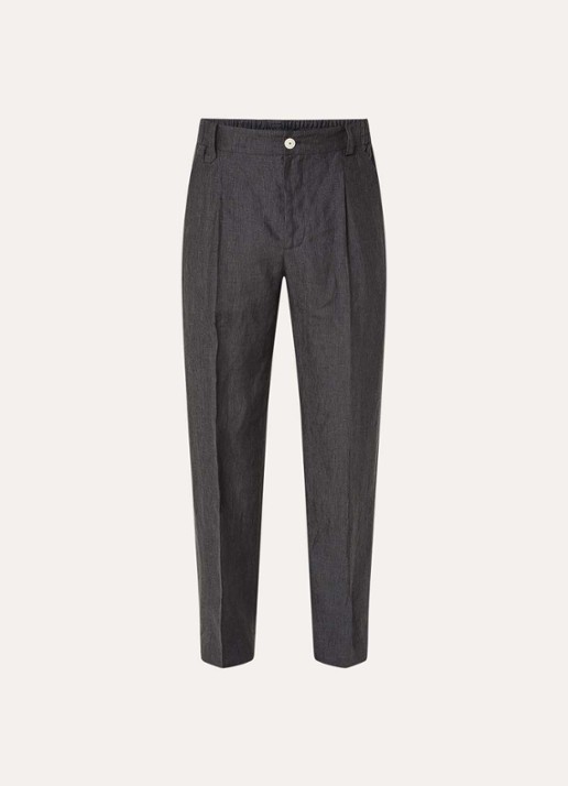 Jacquemus Tapered fit pantalon van linnen met streepprint - voorkant 2 donkergrijs