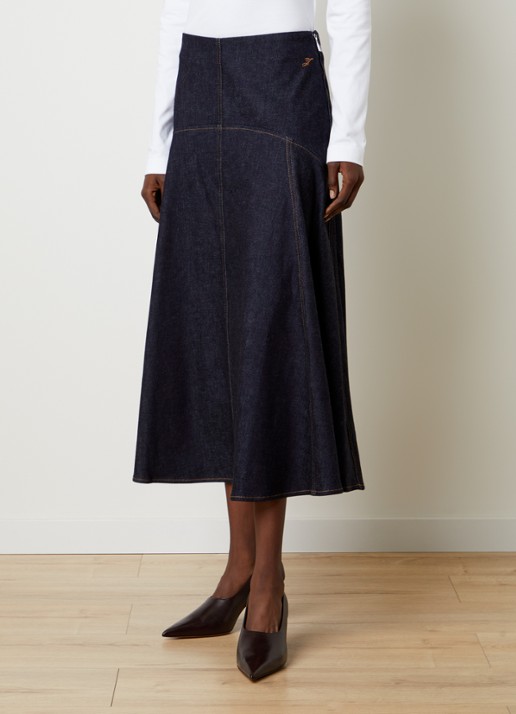 Jacquemus The Triangle-de-Nîmes midi spijkerrok in kasjmierblend