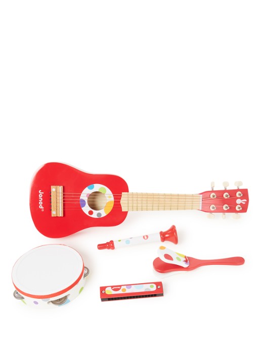 Janod Confetti Music Live muziekset 5-delig - voorkant rood
