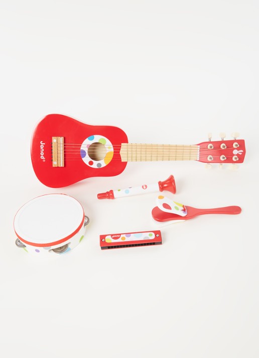 Janod Confetti Music Live muziekset 5-delig - voorkant 2 rood