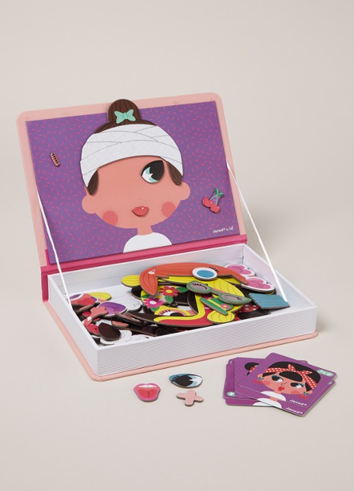 Janod Crazy Faces magneet speelset, 55 stukjes - detail multicolor