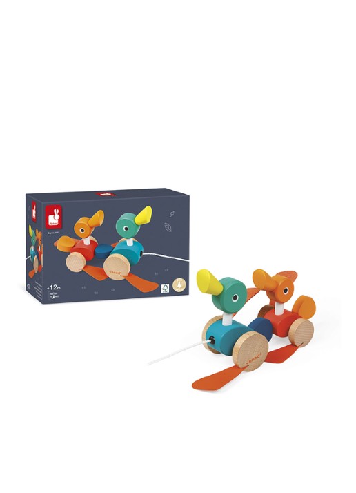 Janod Eendenfamilie trekfiguur  - voorkant 2 multicolor