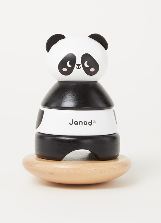 Janod Stapeltuimelaar panda 15 cm - voorkant 3 zwart
