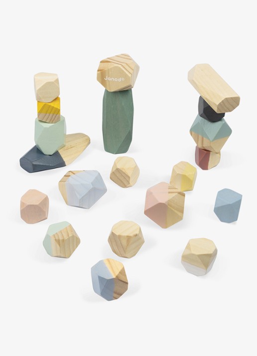 Janod Sweet Cocoon stapelstenen van hout - voorkant 2 donkergrijs