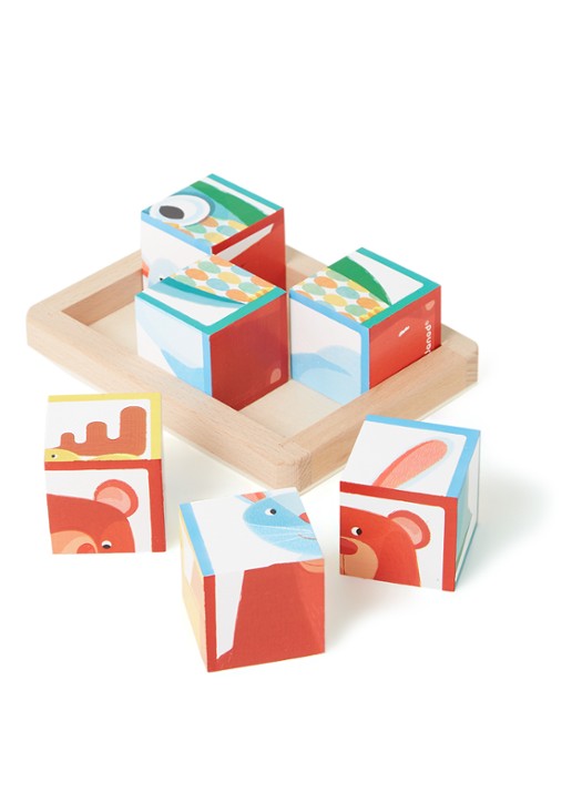 Janod Zigolos houten bosdieren blokkenpuzzel 6-delig