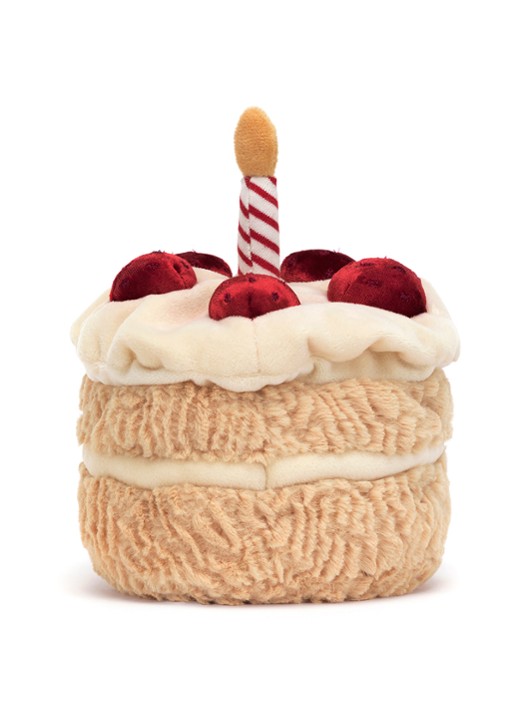 Jellycat Amuseables Birthday Cake knuffel 16 cm - achterkant 5 bruin